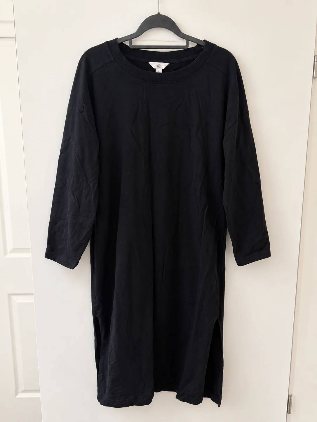 The Set Black Oversized Midi Sweatshirt Dress | Size M | Casual Comfort Meets Style