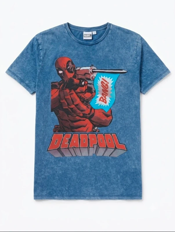 Official Marvel Deadpool Acid Wash Graphic T-Shirt | Size XL 44–46" | Comic Book Style