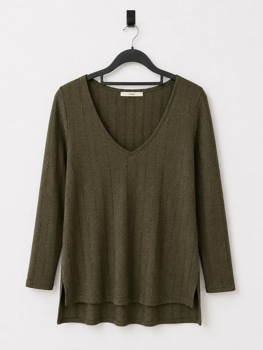 George Khaki Ribbed Long Sleeve Tunic Top | Size UK 10 | Casual Everyday Essential