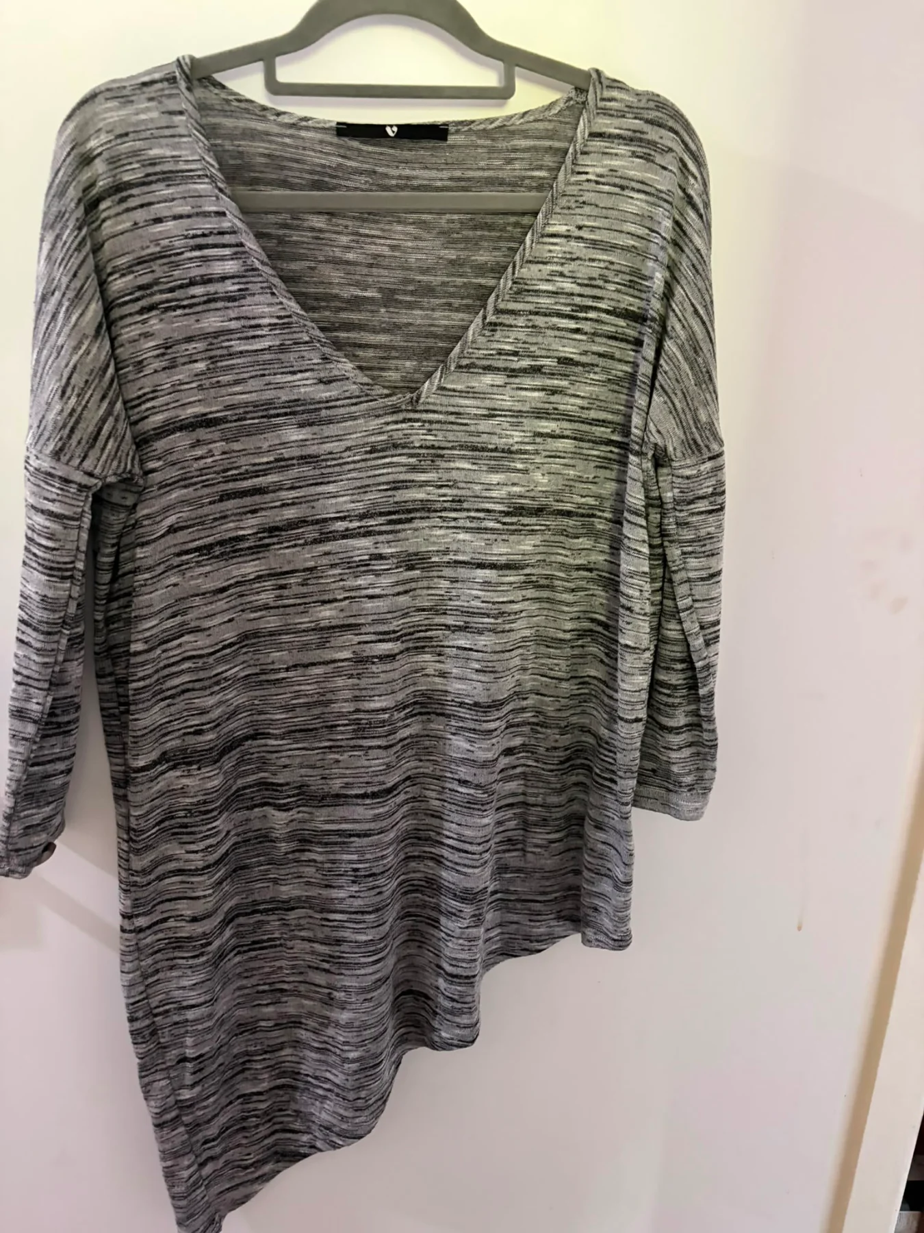 V by Very Grey Marl V-Neck Tunic Top | Size UK 8 | Casual Everyday Essential