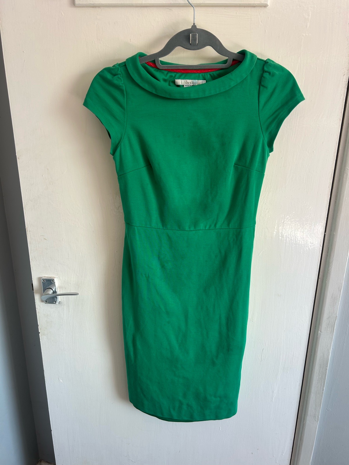 Boden Green Shift Dress Cowl Neck Cap Sleeve Pencil Workwear Size 6 UK