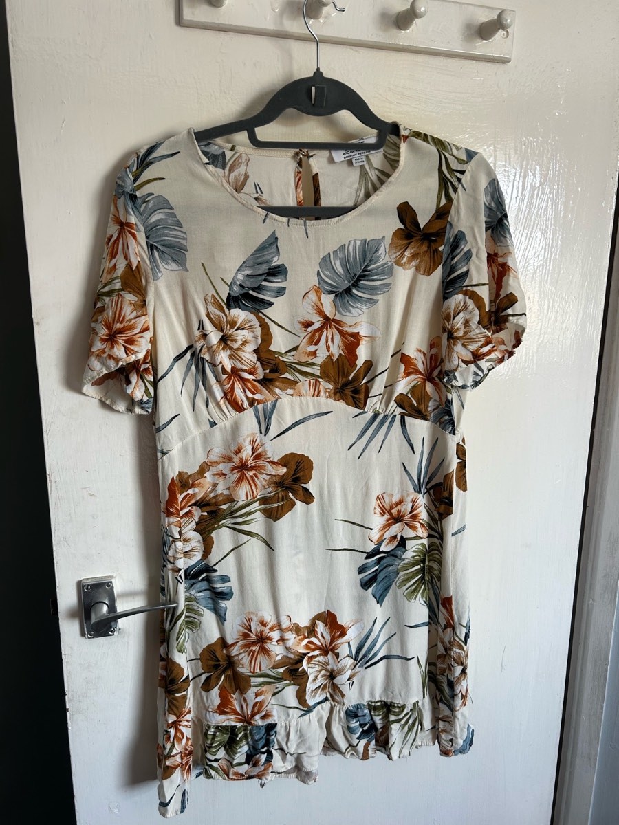 Dorothy Perkins Petite Floral Mini Dress Size UK 14 | Tropical Print Summer Tea Dress
