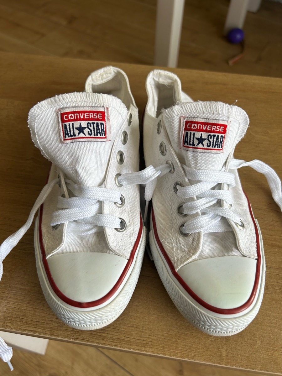 White Converse All Star Low Top Trainers Sneakers Size UK 4.5 EUR 37 Chucks