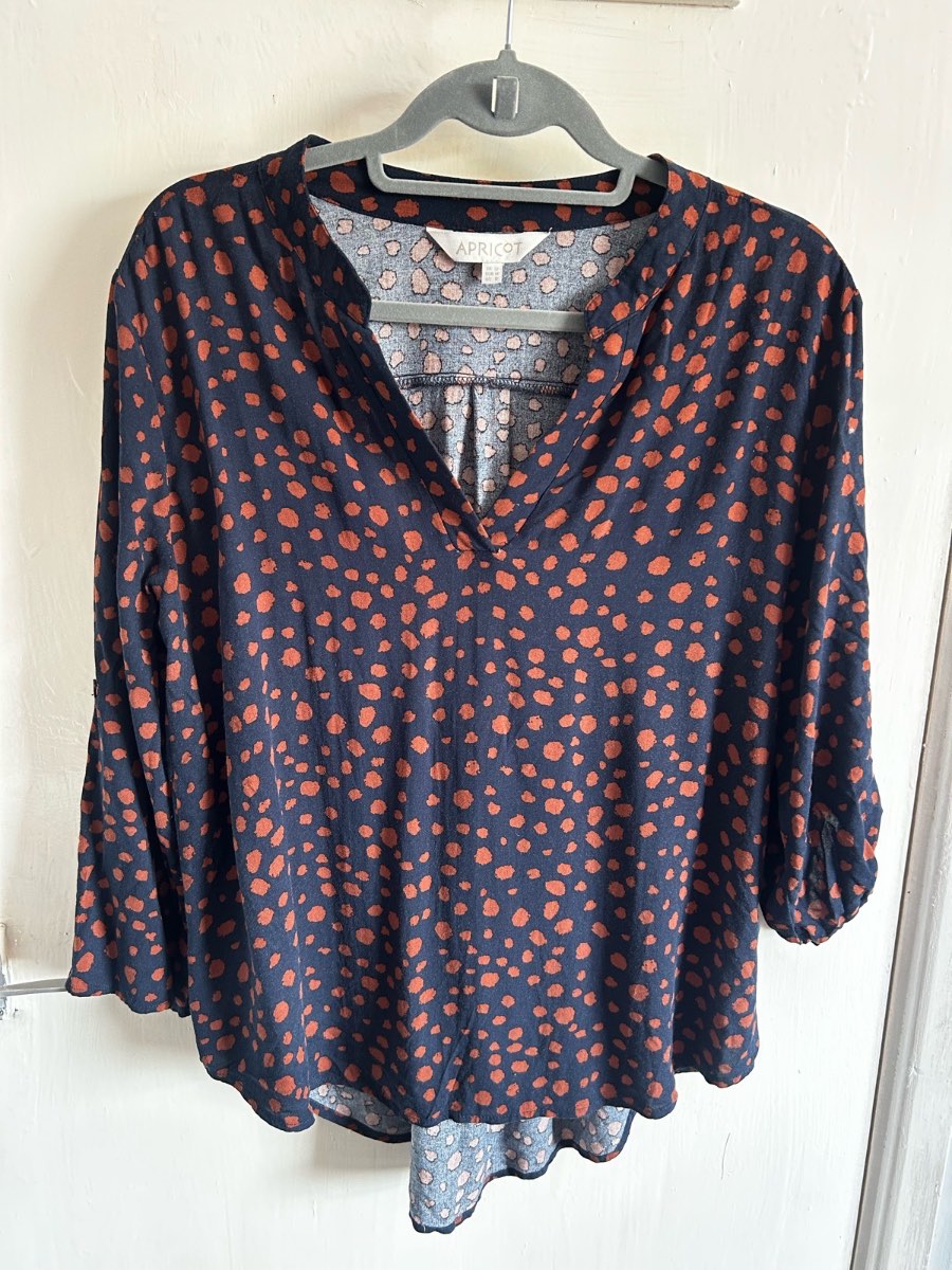 Apricot Navy & Rust Animal Print Blouse Top - UK 12 / EUR M