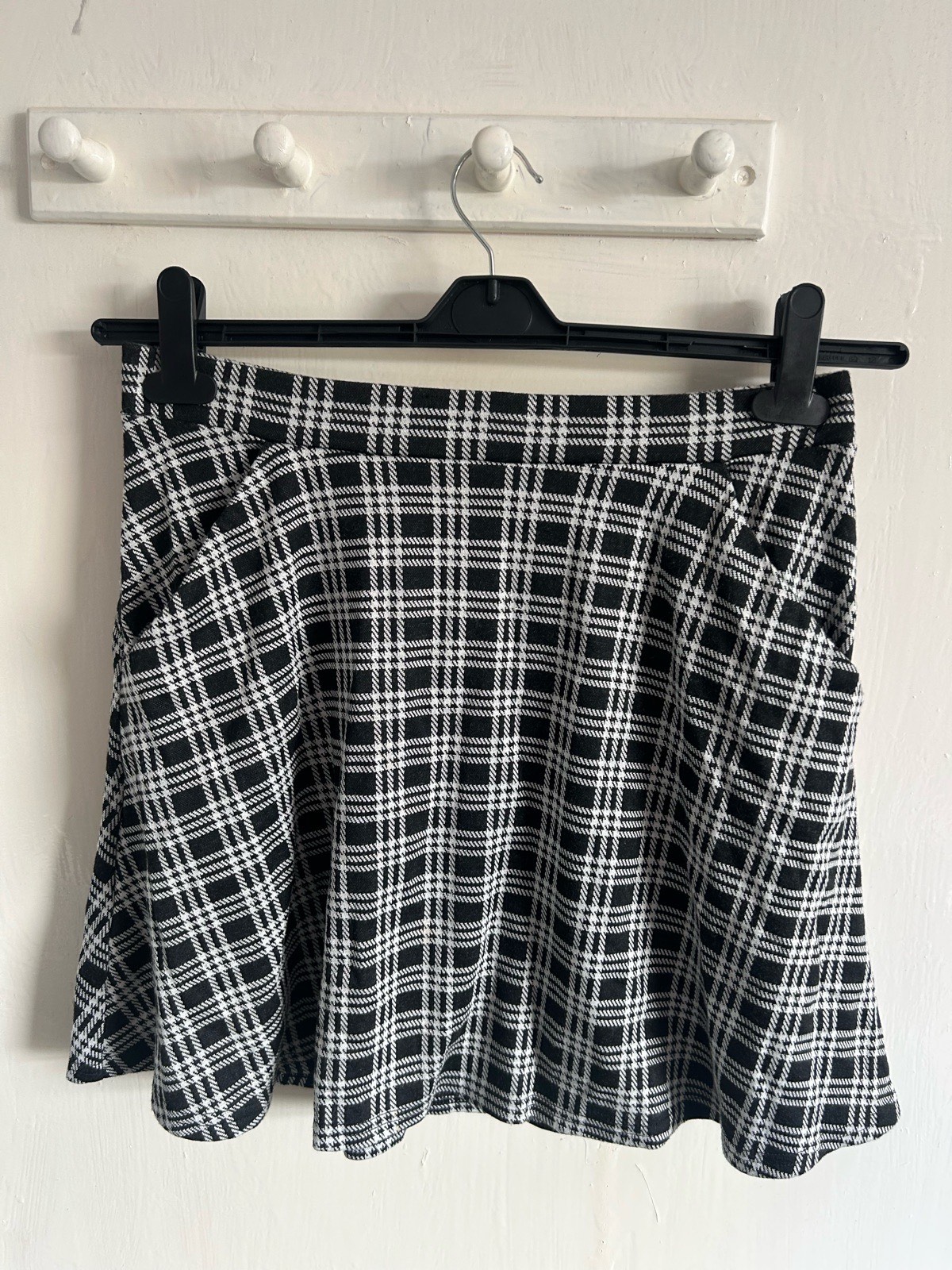 Papaya Black & White Plaid Check Skater Mini Skirt - Size 12 (With Pockets!)