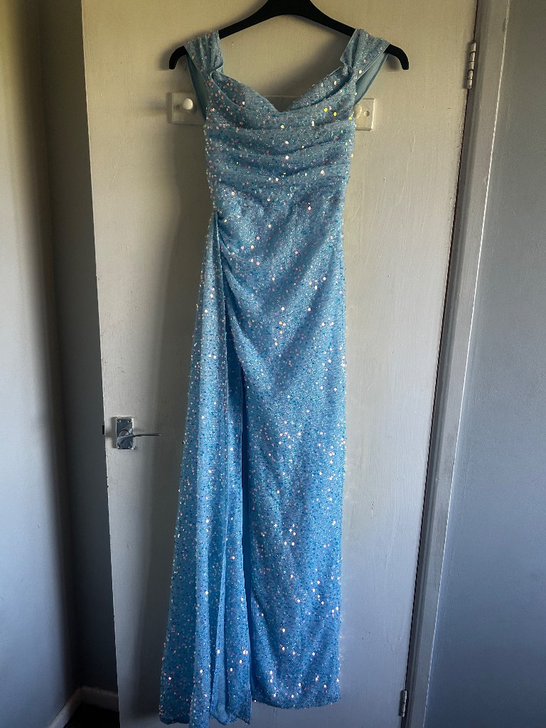 💎 Adyce Baby Blue Sequin Maxi Prom & Evening Dress (Size XS)