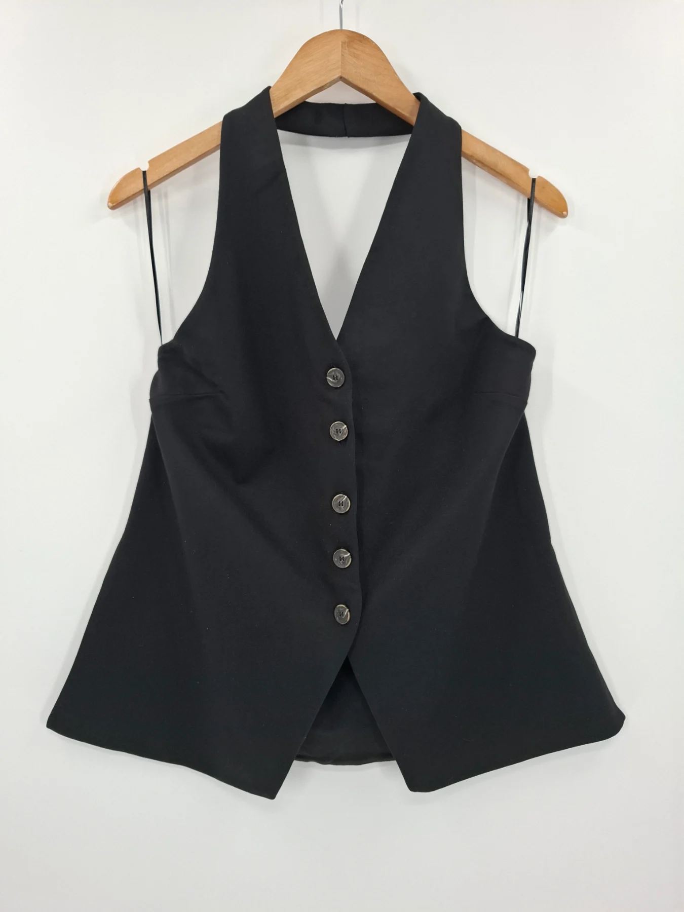 Next black halterneck button front waistcoat style top Size 14
