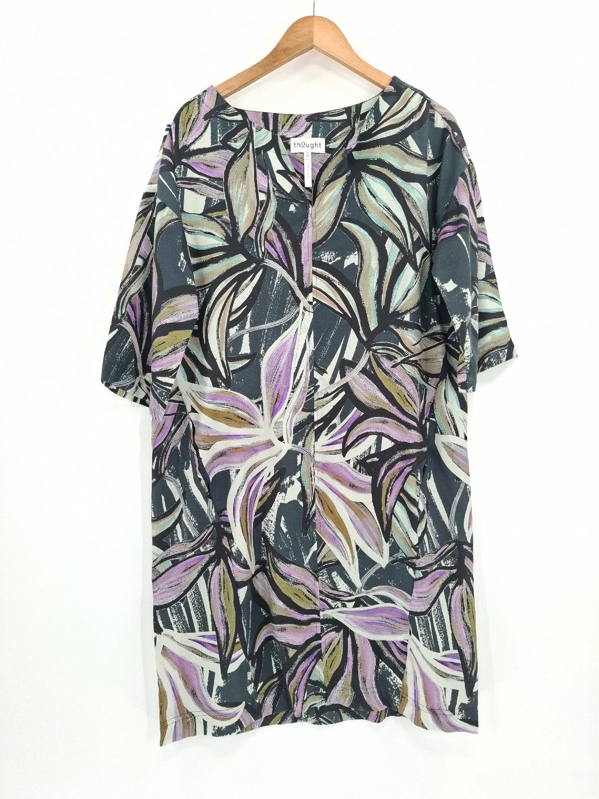 Thought Botanical Print Lyocell Shift Dress UK 12
