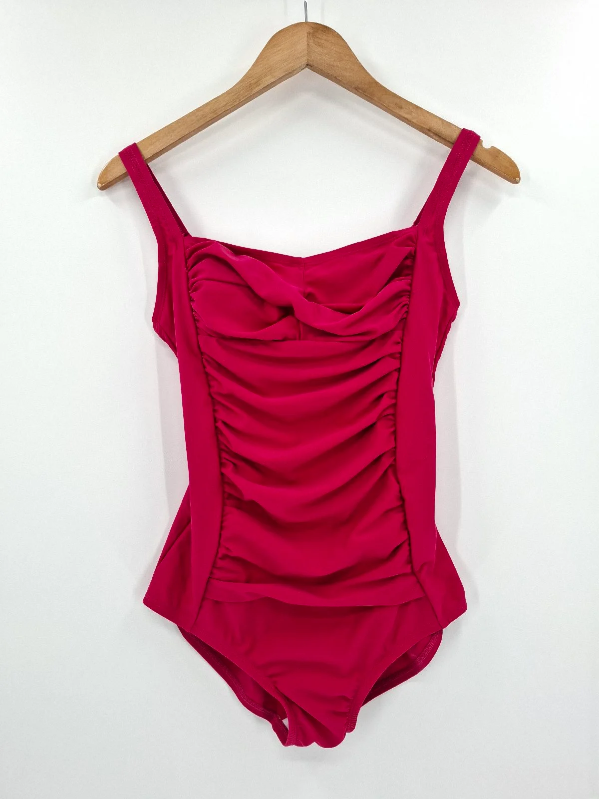 Bonmarché Pink Ruched Front Swimsuit UK 12