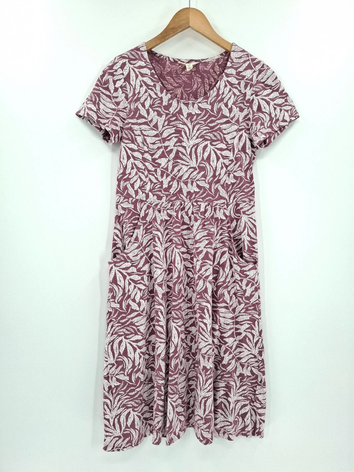 Seasalt Cornwall Purple Enor Leaf Midi Dress Boho UK 10