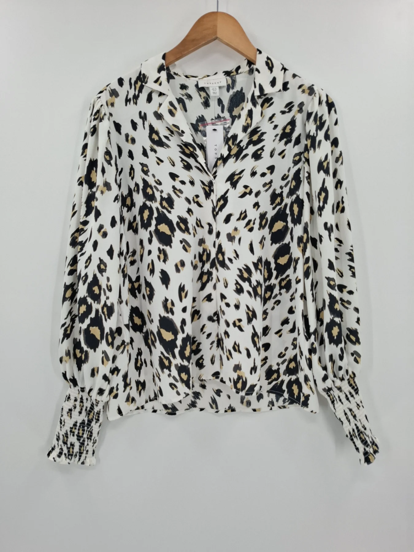 Topshop leopard print long sleeve shirt Blouse Size 12
