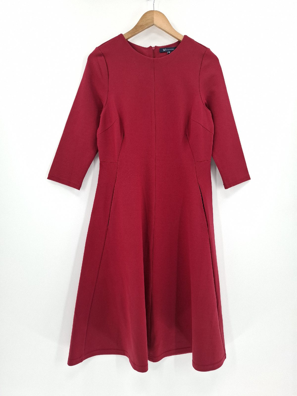 Crew Clothing Company Cherry Red Midi Dress A-Line Preppy UK 12