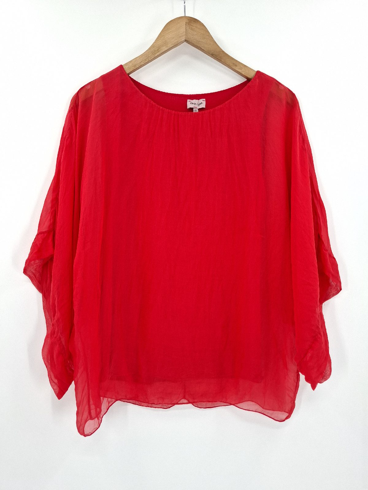 Phase Eight tomato Red Silk Sheer Overlay Top Integrated Vest Size XS