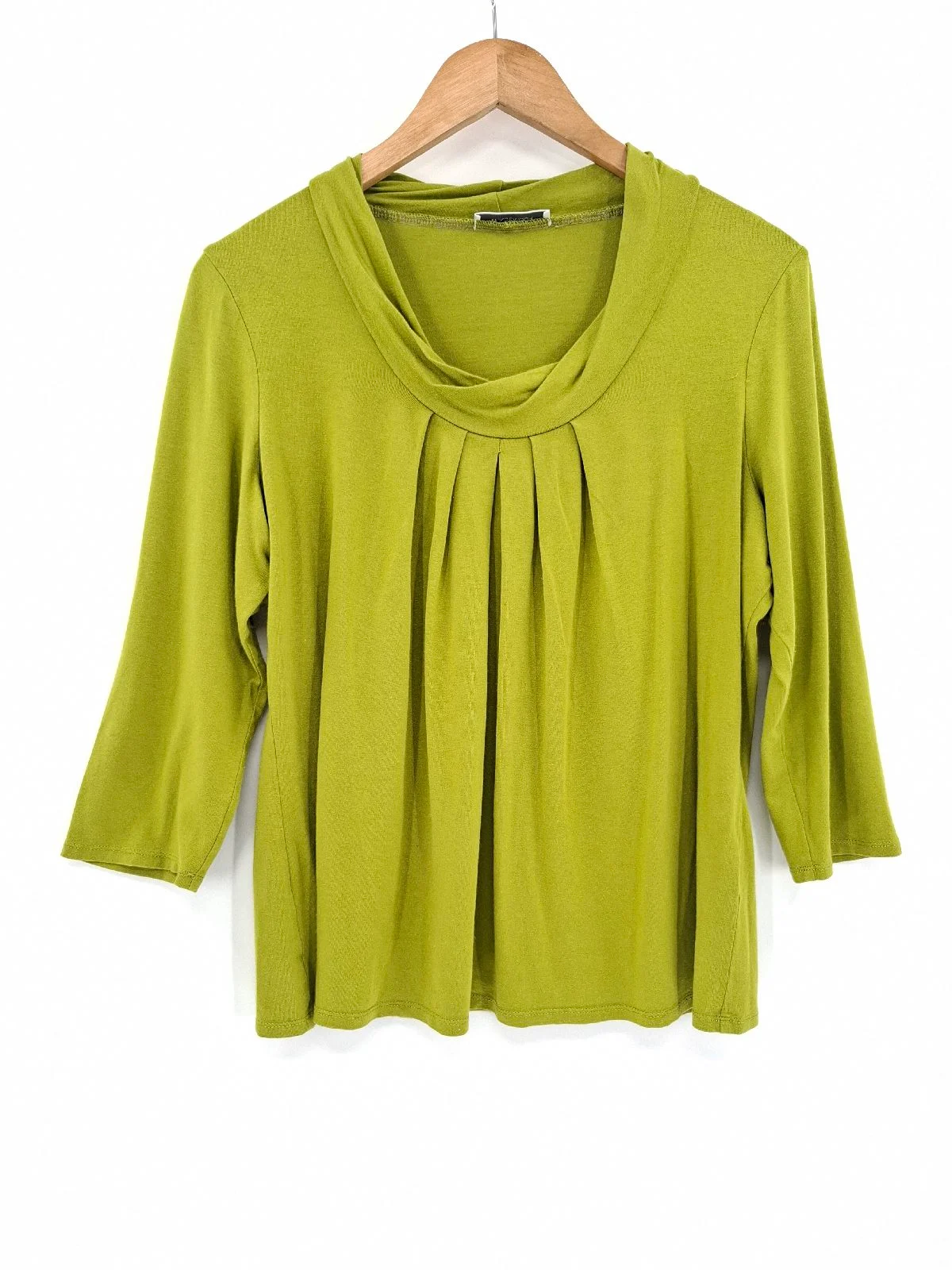 Windsmoor Olive Green Cowl Neck Pleated Top 90s Minimalist Size Medium
