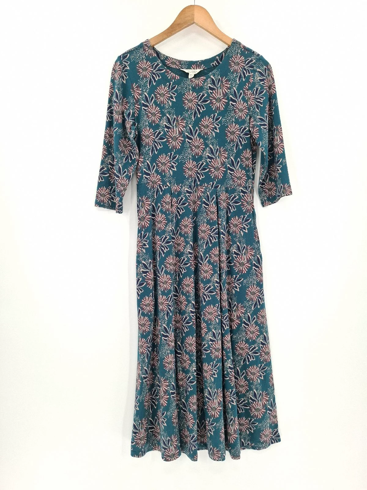 Seasalt Cornwall green Floral Veronica Midi Dress Boho UK 10