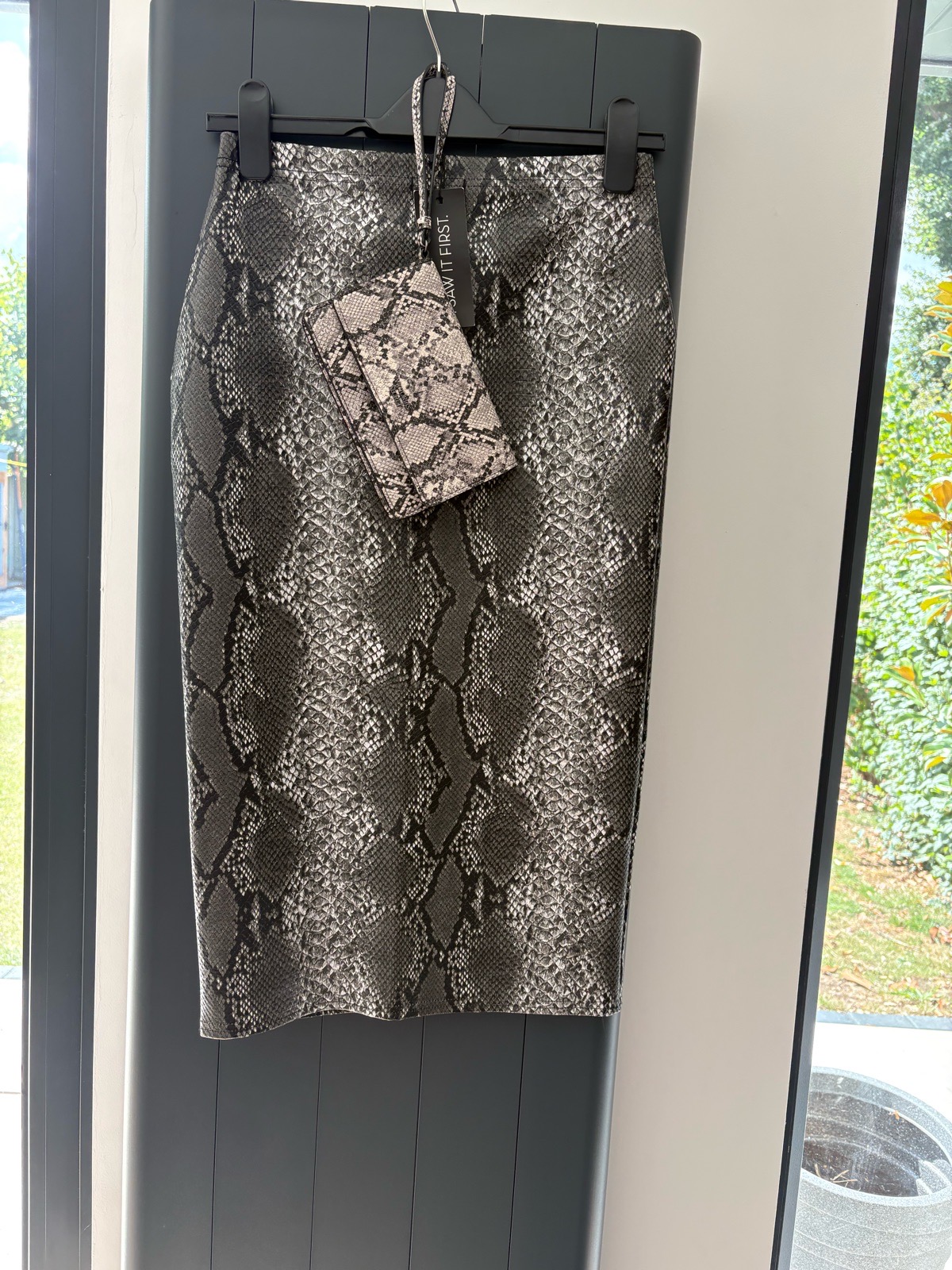 New snake skin pencil skirt and purse