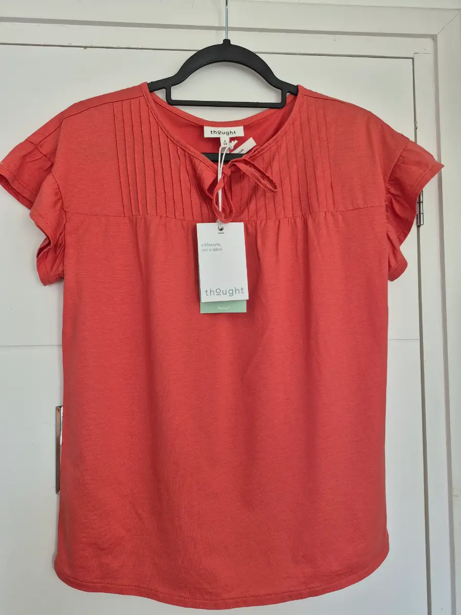 BNWT Thought Rock Red Organic Cotton Tencel Blouse Top Size 6