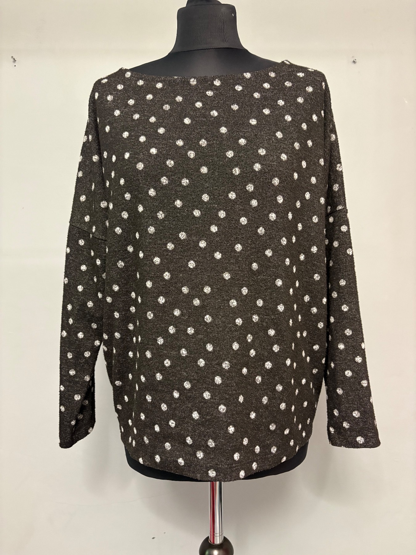 Dark grey, polkadot, spotty, knit, long sleeve jumper/ sweater