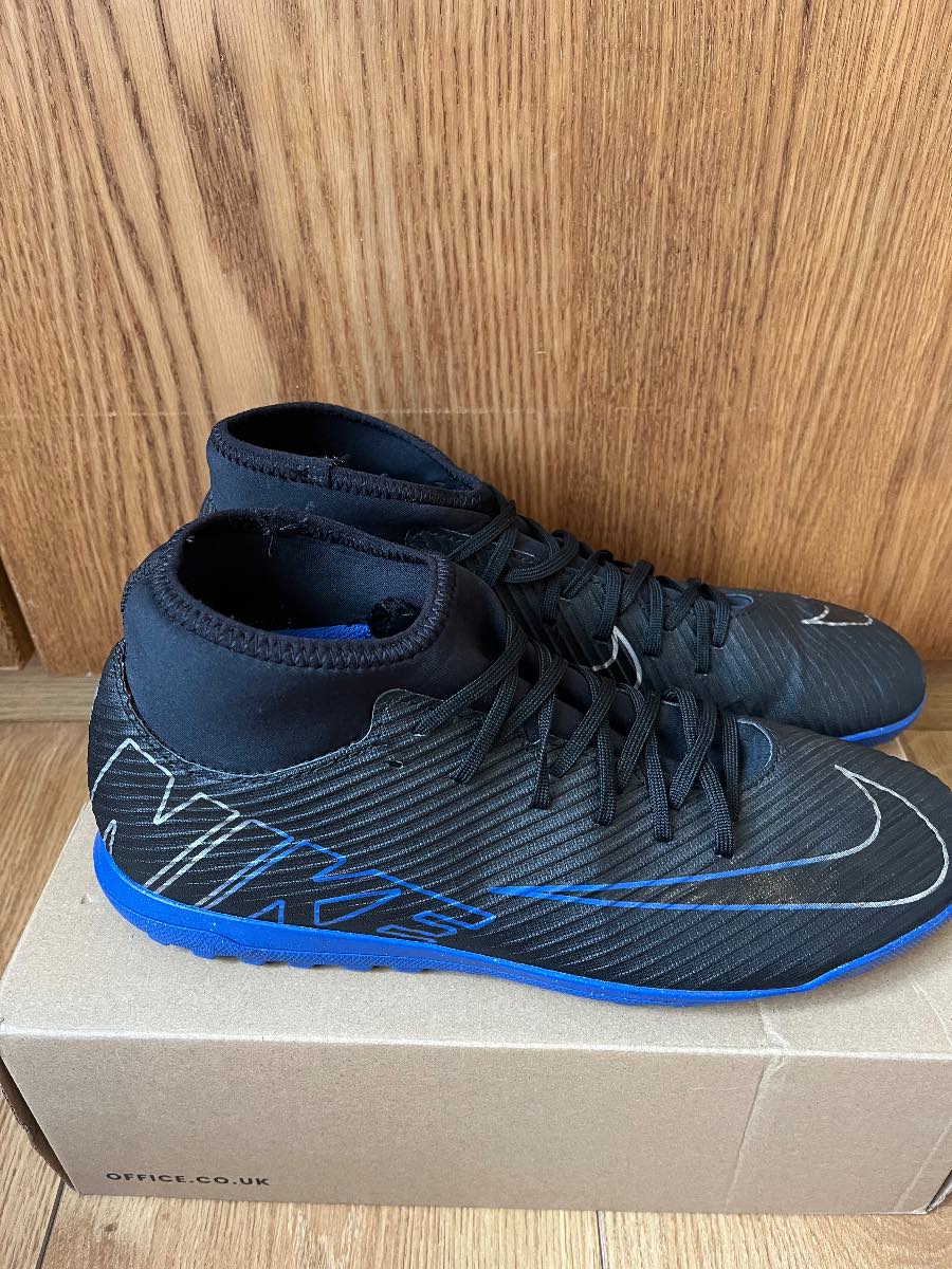 Nike Mercurial Superfly Club TF Turf Football Boots Black Blue UK Size 8