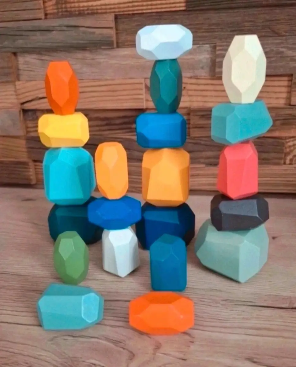 21 pcs wooden balancing stones stacking rocks set