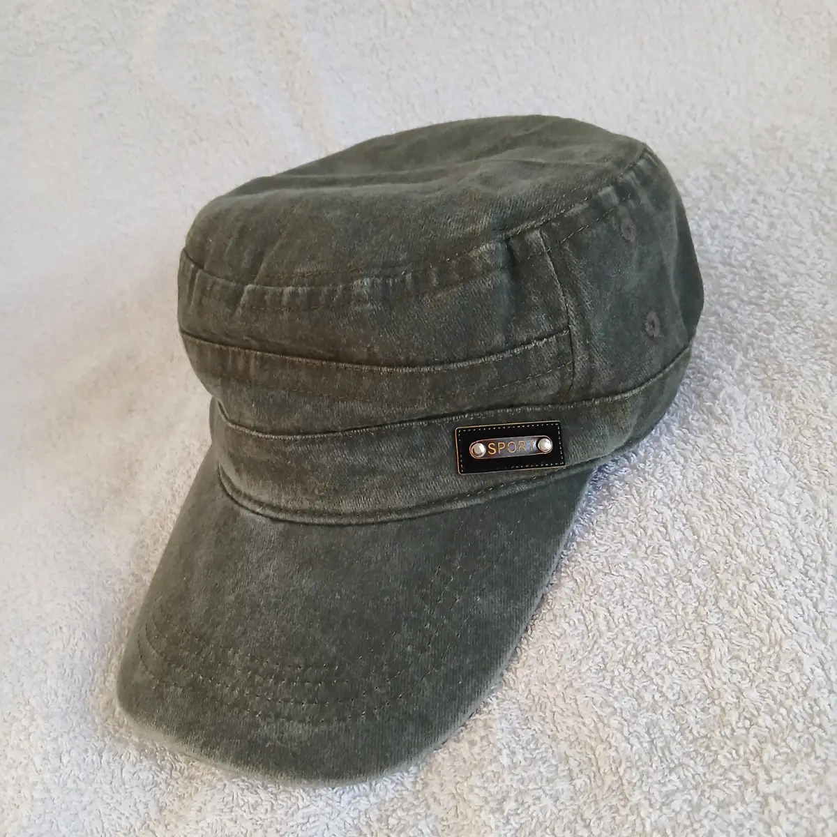 Unisex Dark Green 100% Cotton Cadet Cap Flat Top Compact Hat