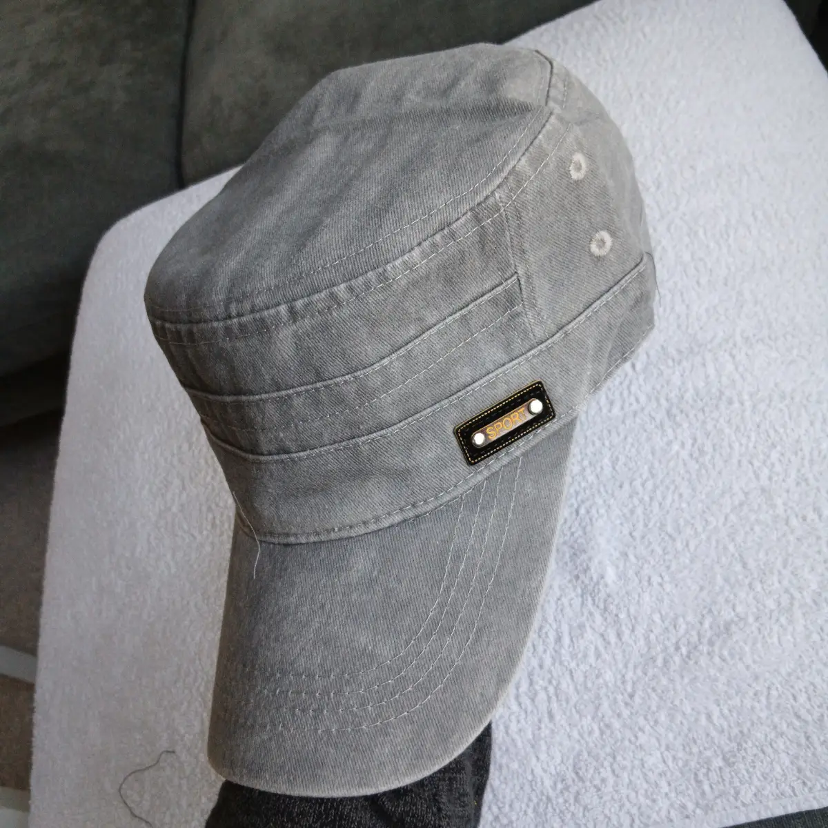 100% Washed Grey Cotton Sport Cadet Cap – Unisex Military Style Adjustable Hat