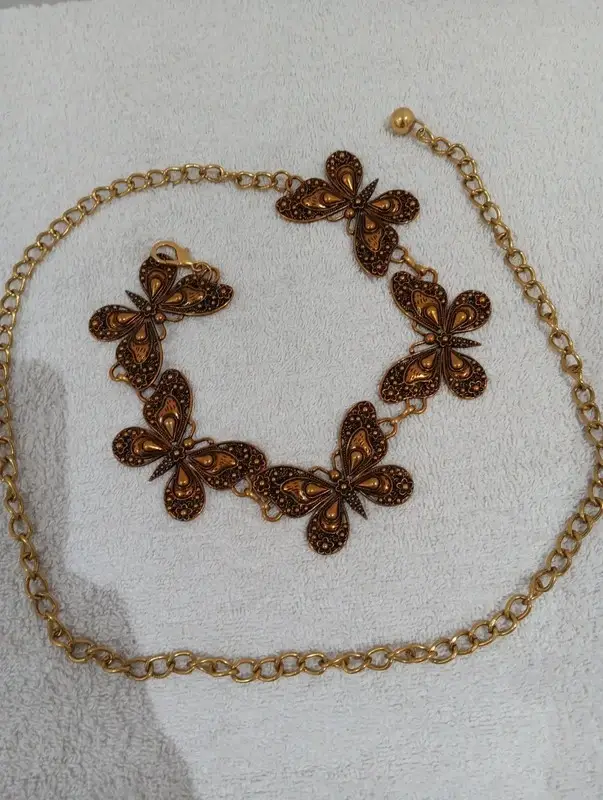 Bronze Butterfly Waist Chain Belt – Y2K Metal Fashion Belt (110×4 cm)