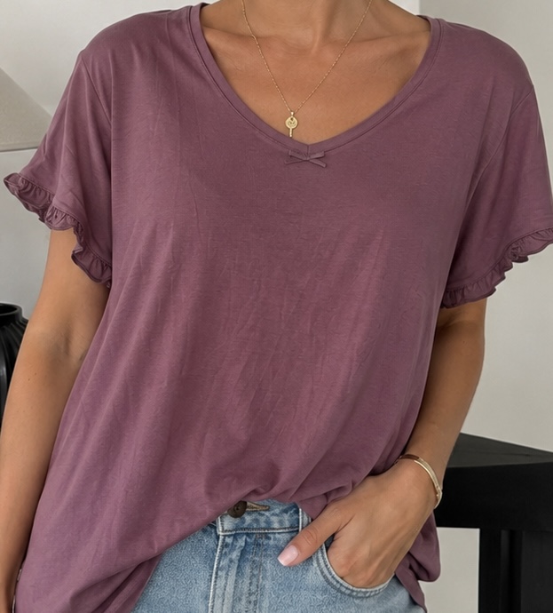 CCDK Mauve Frill Sleeve Top