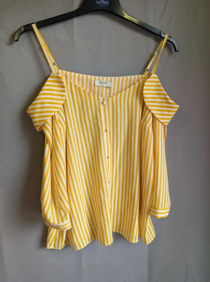 Papaya striped cold shoulder top size 16