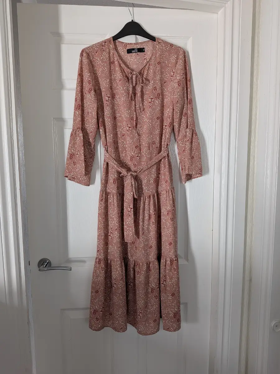 Floaty Boho pink and white floral Love Sunshine dress size 12 cottagecore