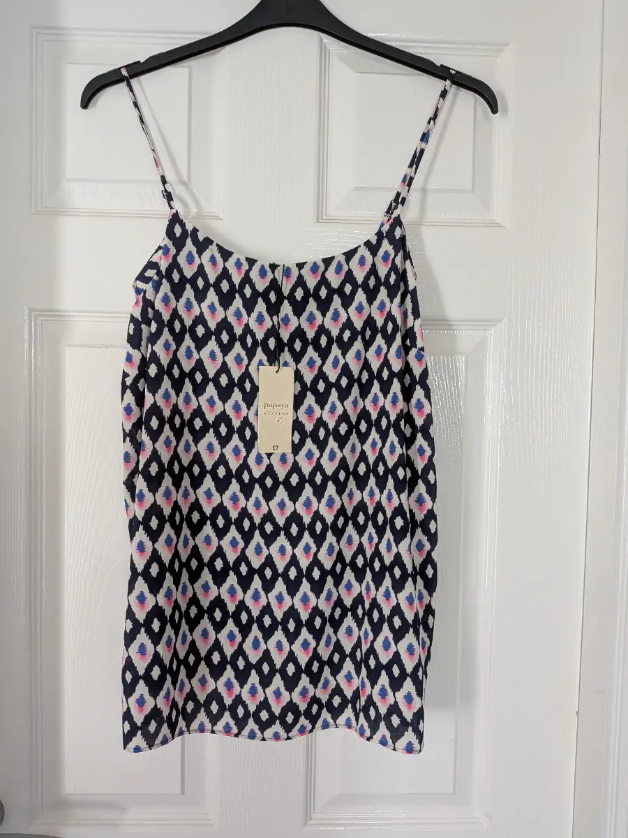 BNWT Papaya Weekend Size 16 Geometric Ikat Print Strappy Cami Top