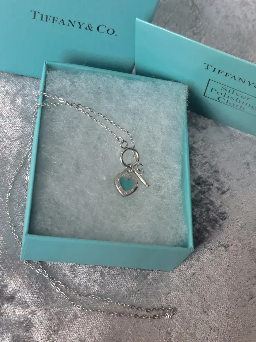 Mini Heart Tag Charm Toggle Necklace 16-18"