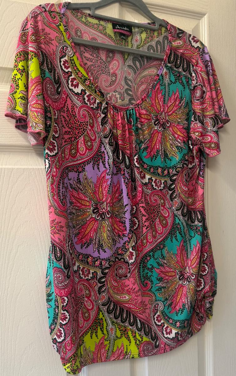 Arista Paisley Stretch top Side Knots Pink Multicoloured UK 14/16