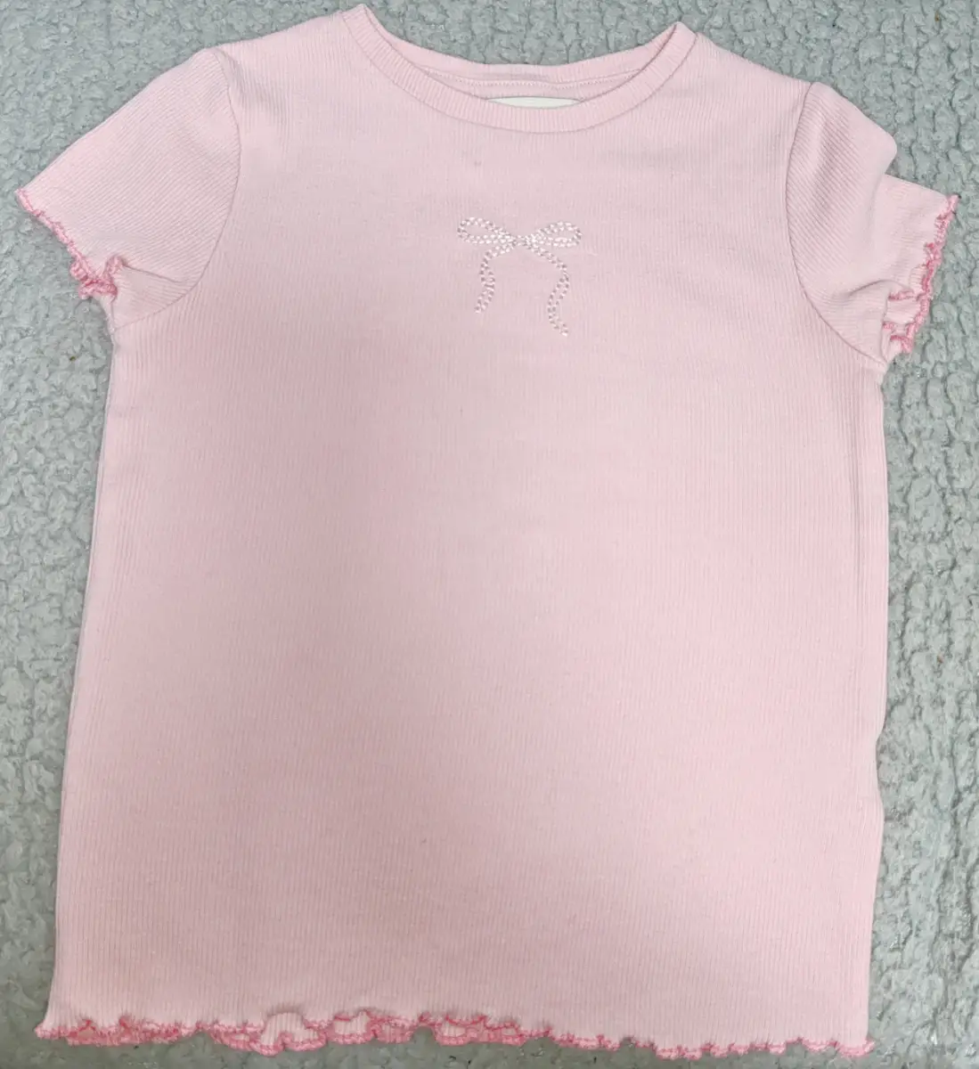 F&F girls pink ribbed bow T-Shirt - 18-24 months