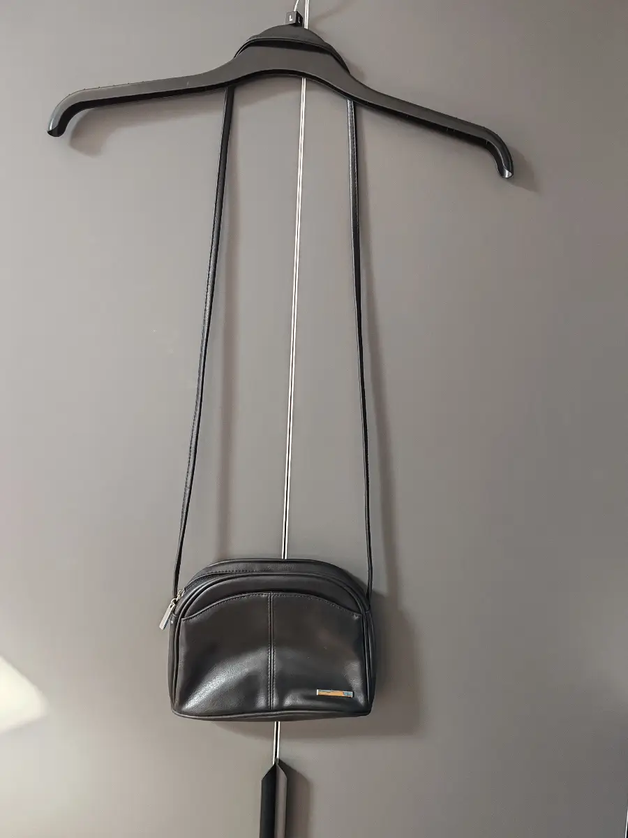 Vintage Minimalist Black Crossbody Bag Silver Hardware Small Shoulder Bag