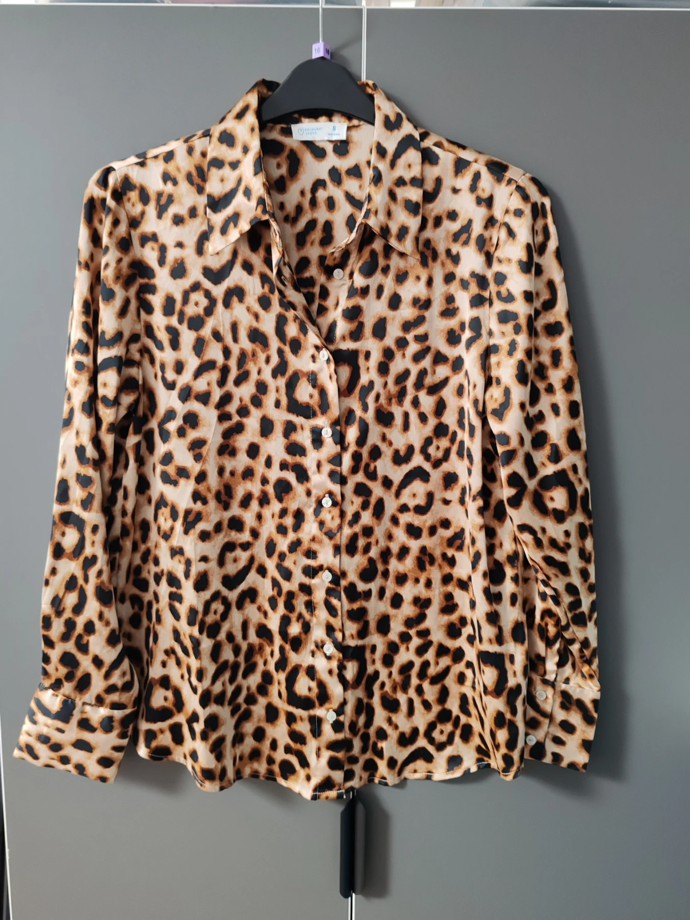 Primark Cares Satin Leopard Print Long Sleeve Shirt Size S