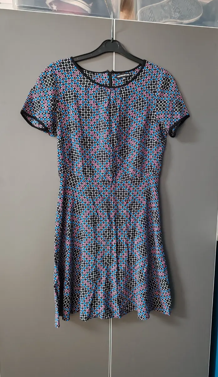 Warehouse Geometric Print Skater Dress Size 12