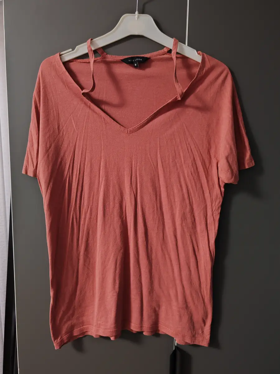 Newlook ladies coral plain t-shirt - size 14 - good condition