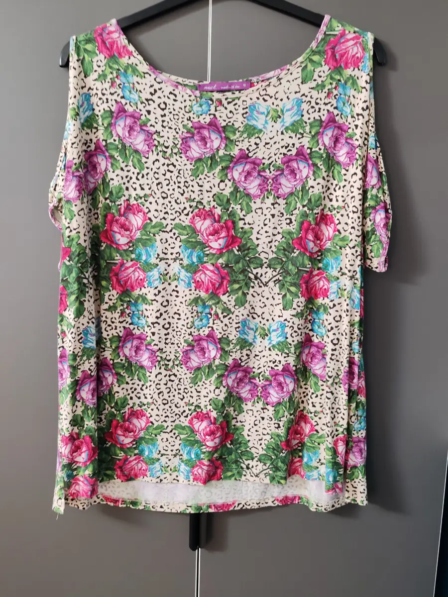 Next Leopard Floral Rose Cold Shoulder Top Size 16