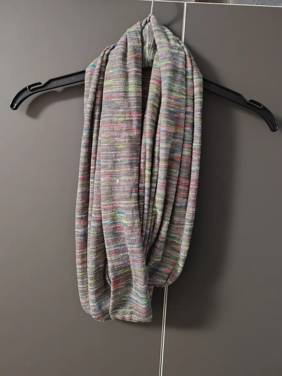Multi-coloured space dye knit tube scarf / snood
