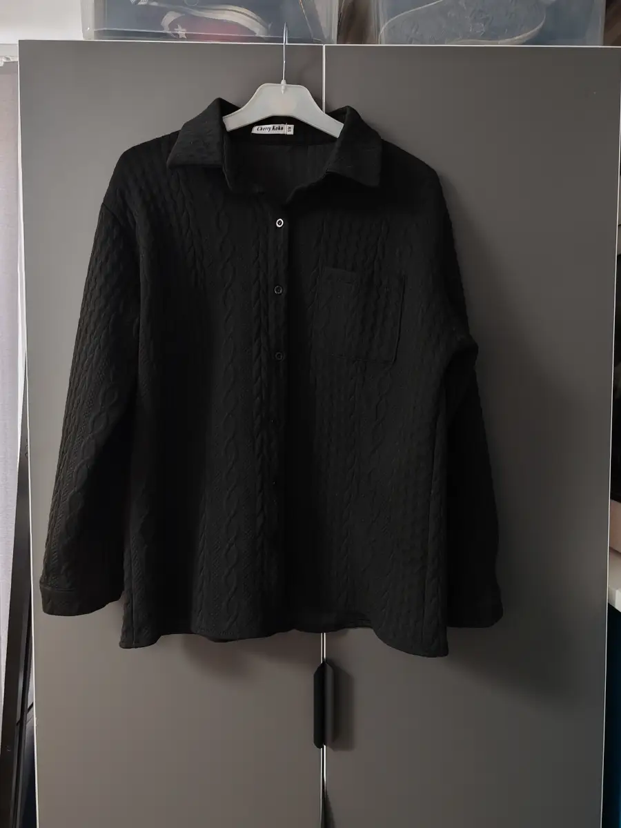 Cherry Koko black cable-knit textured shacket / jacket - Size S/M
