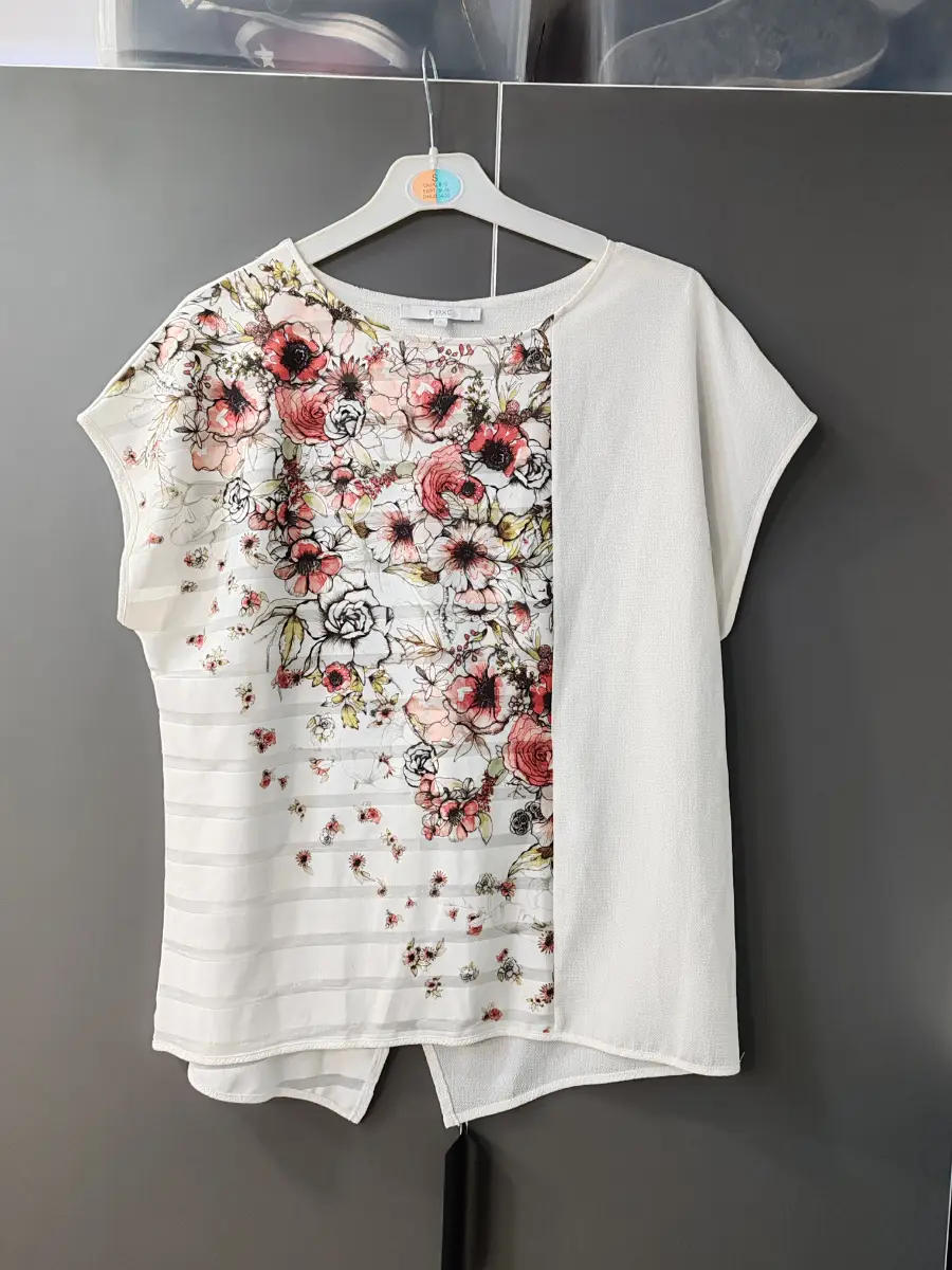 Next ivory floral mix print top - Size 8