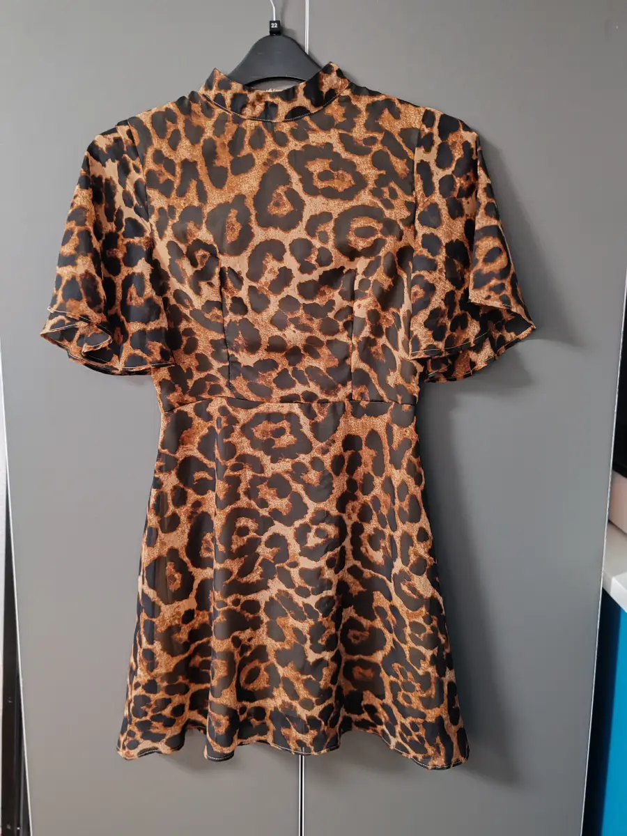 Vera & Lucy leopard print high neck mini dress - size S
