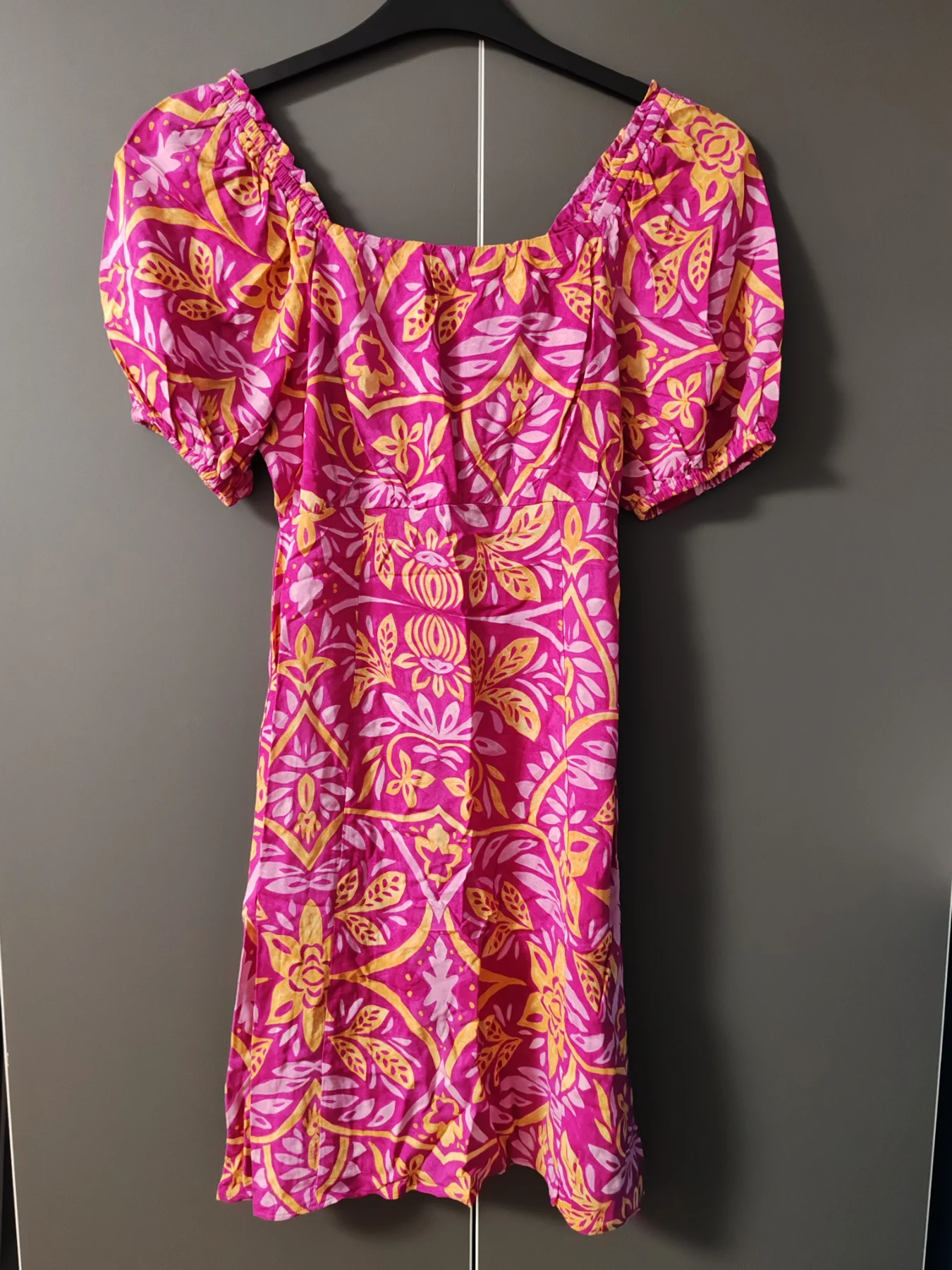 V By Very Pink & Orange Floral Batik Milkmaid Dress Size 8