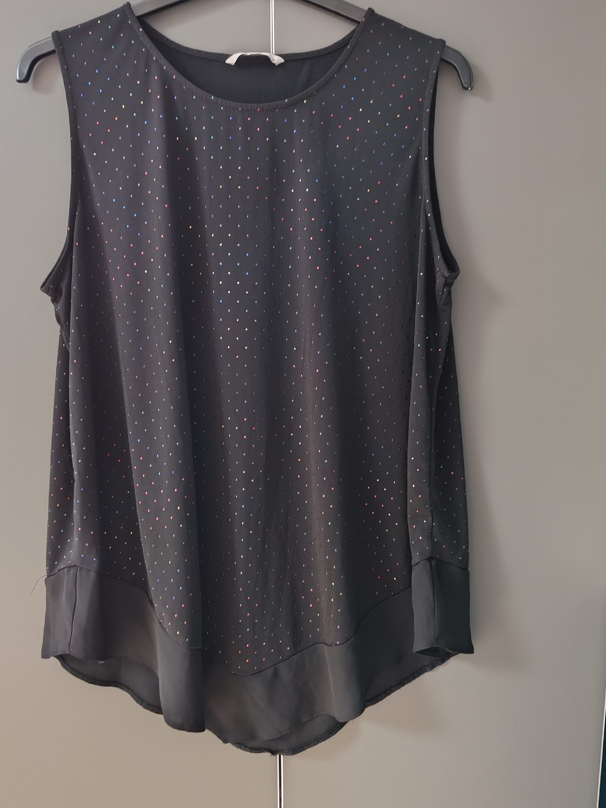 Tu Black/Multicoloured Dots Sleeveless Top Blouse UK 20