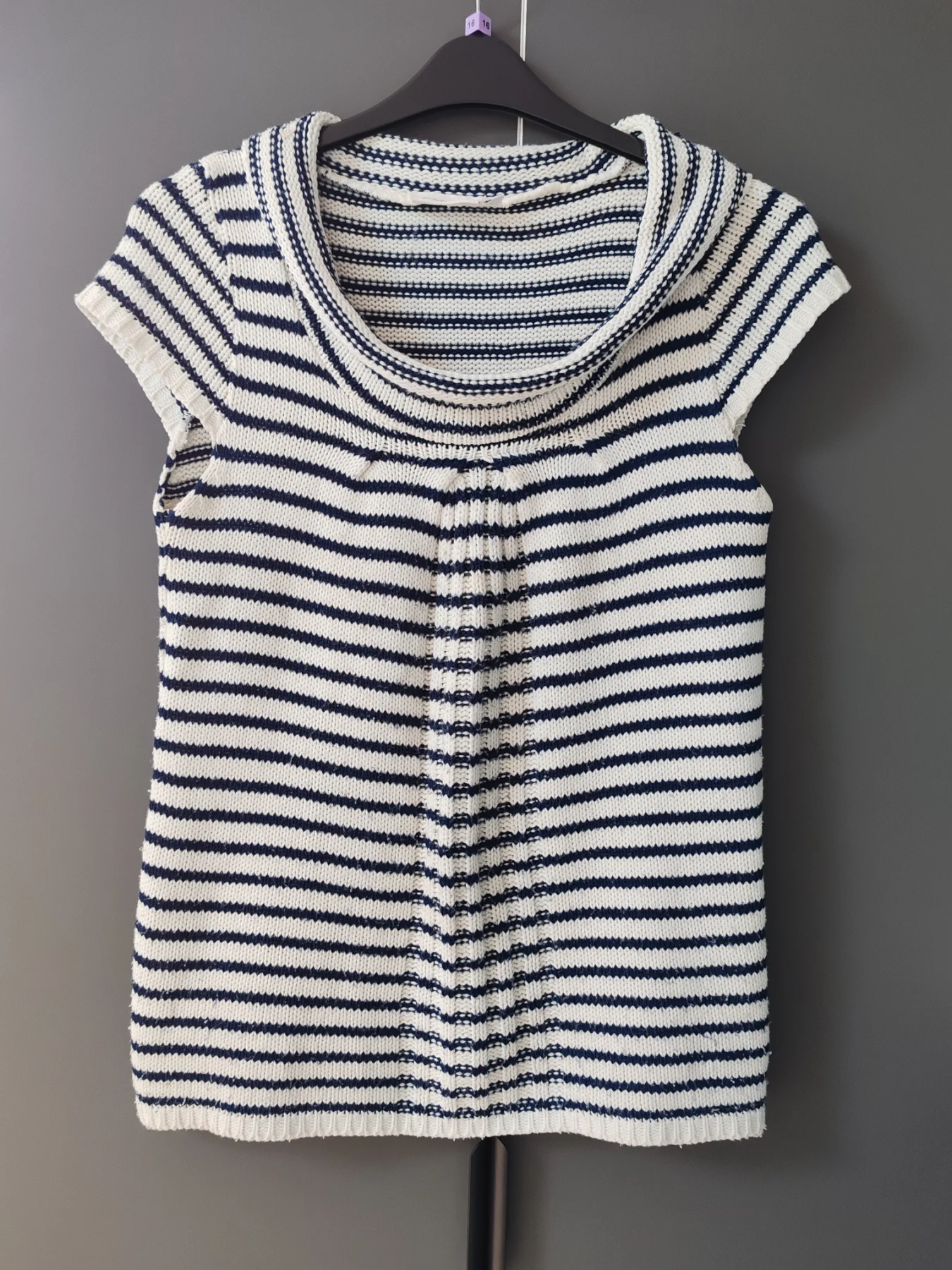 New Look Striped Cowl Neck Knitted Top | Size M/L Nautical Vest