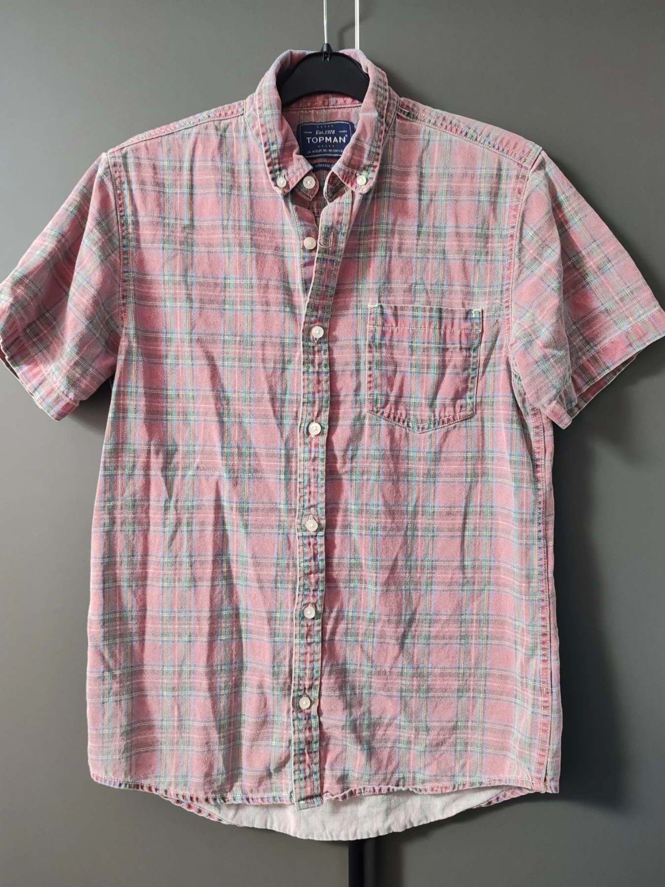 Topman Men's Short Sleeve Plaid Checked Shirt - Size M - Classic Fit