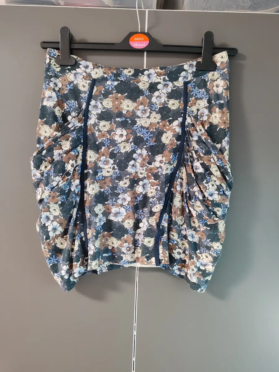 Mango Collection Floral Piped Tulip Skirt With Pockets Size M