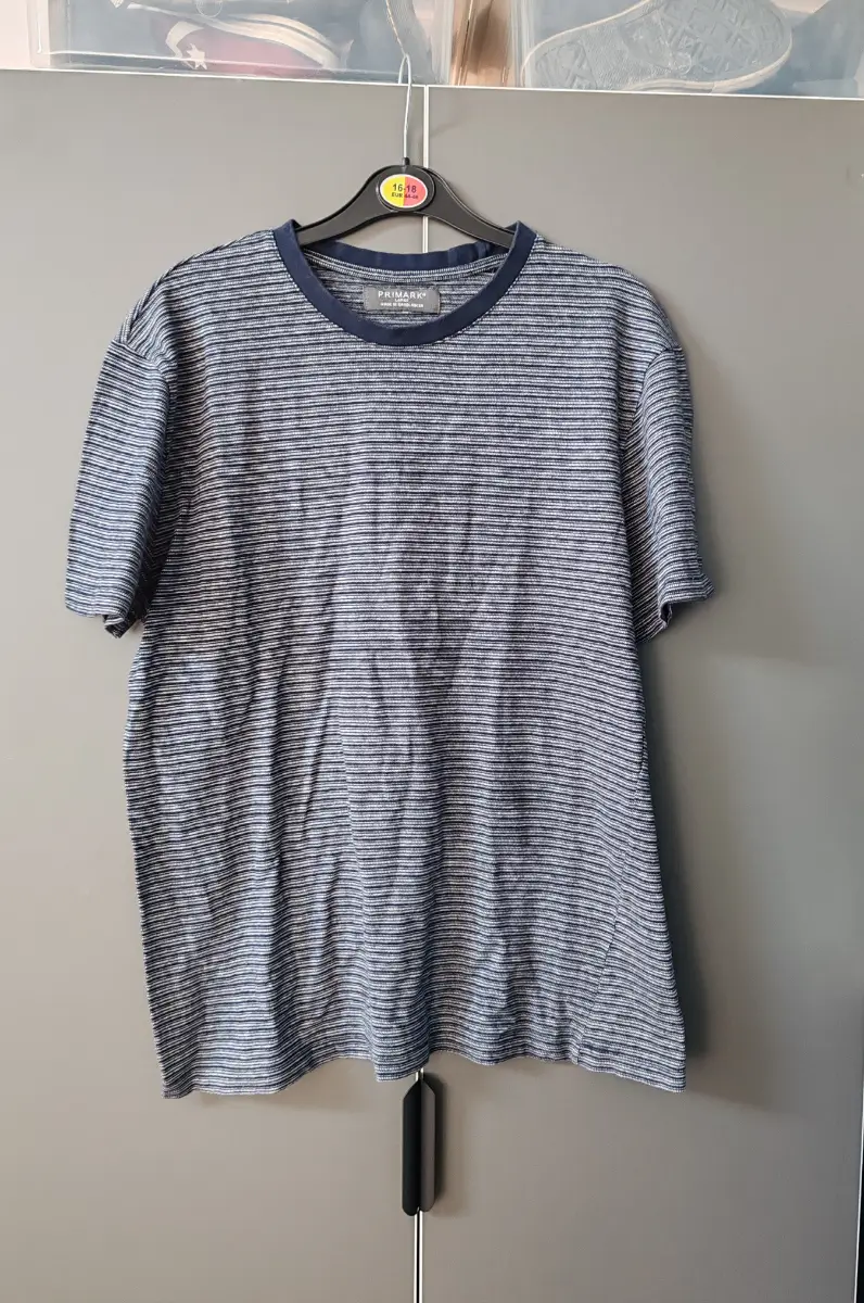 Primark Men’s Navy Blue Striped Cotton T-Shirt Size Large