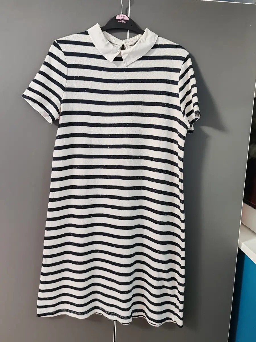 Sainsbury’s Striped Peter Pan Collar Bouclé Dress Size 8